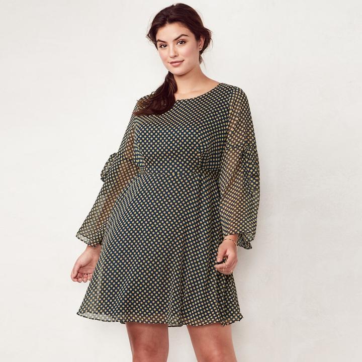 Plus Size Lc Lauren Conrad Bell Sleeve Dress, Women's, Size: 0x, Dark Blue