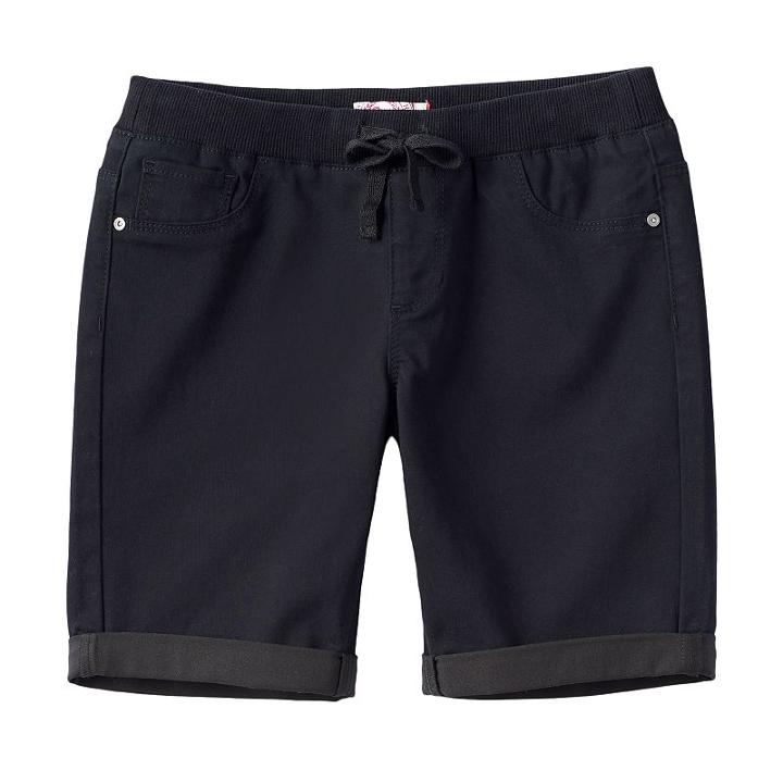 Girls 7-16 So&reg; Ribbed Waist Sateen Bermuda Shorts, Girl's, Size: 14, Black
