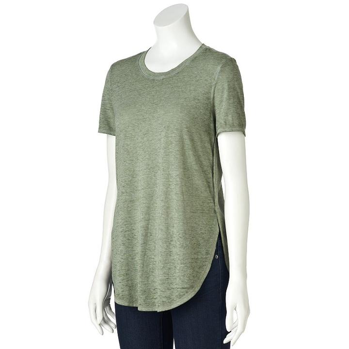 Juniors' Mudd&reg; Shirttail Short Sleeve Tee, Girl's, Size: Large, Med Green