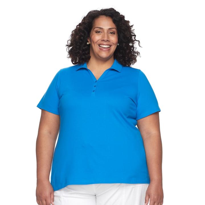 Plus Size Croft & Barrow&reg; Johnny Collar Polo, Women's, Size: 2xl, Med Blue