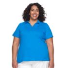 Plus Size Croft & Barrow&reg; Johnny Collar Polo, Women's, Size: 2xl, Med Blue