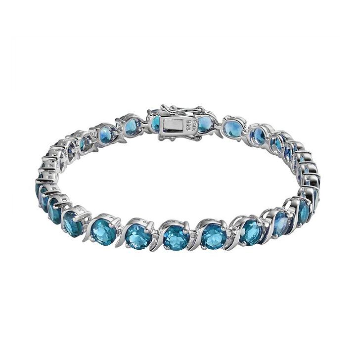 Sterling Silver Blue Topaz Bracelet, Women's