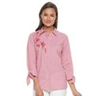 Women's Croft & Barrow&reg; Embroidered Print Shirt, Size: Small, Brt Red