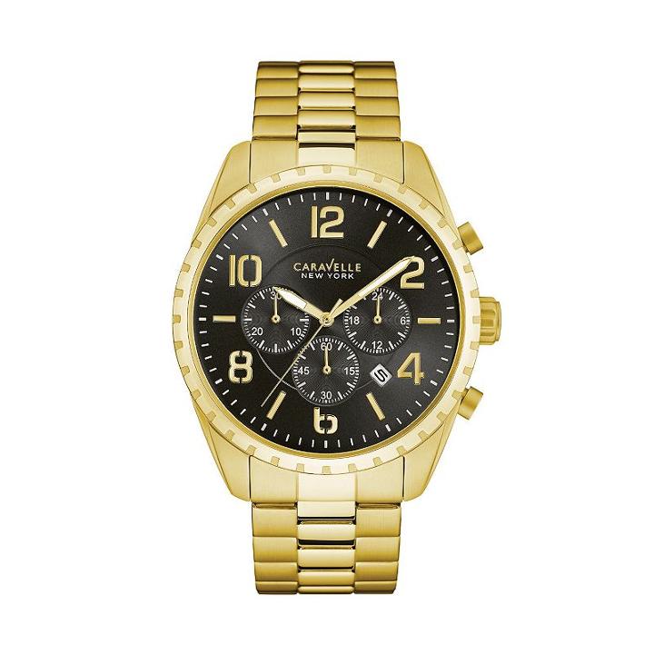Caravelle New York By Bulova Men's Stainless Steel Chronograph Watch - 44b114, Yellow