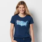 Women's Patriotic Graphic Crewneck Tee, Size: Small, Dark Blue