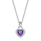 Sterling Silver Amethyst & Lab-created White Sapphire Heart Pendant, Women's, Size: 18