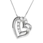 Diamonluxe Sterling Silver .28-ct. T.w. Simulated Diamond Heart Pendant, Adult Unisex, Size: 18, White