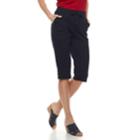 Women's Croft & Barrow&reg; Drawstring Lace-hem Skimmer Shorts, Size: Medium, Blue (navy)