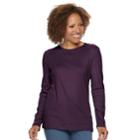 Petite Croft & Barrow&reg; Essential Crewneck Tee, Women's, Size: Xs Petite, Drk Purple