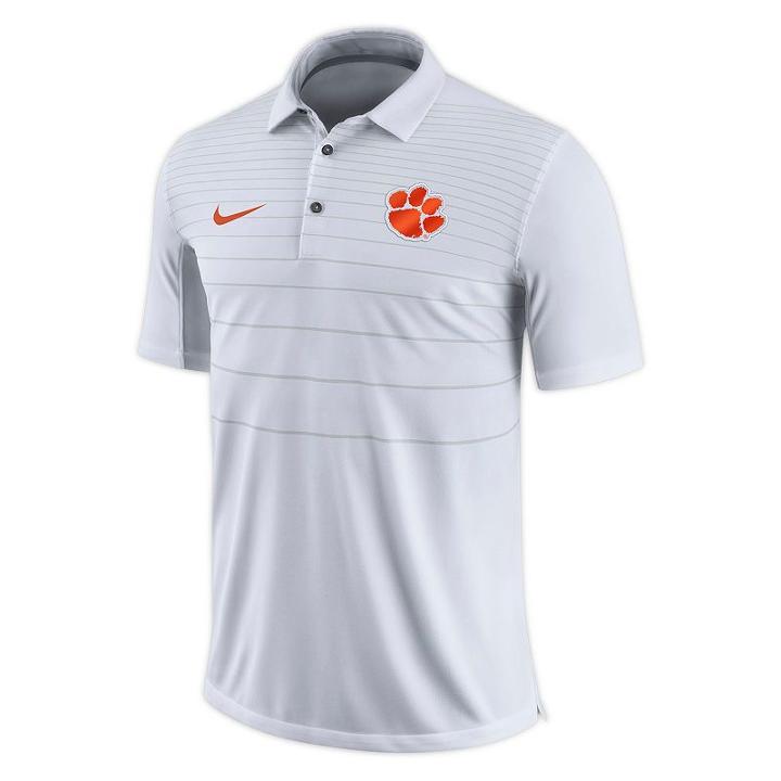 Men's Nike Clemson Tigers Striped Sideline Polo, Size: Xxl, White