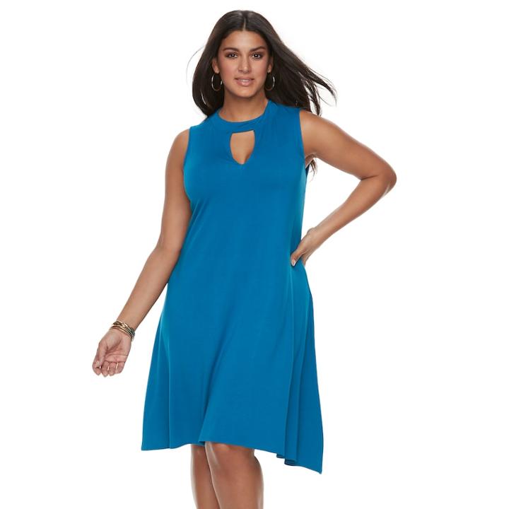 Plus Size Jennifer Lopez Cut Out Dress, Women's, Size: 2xl, Dark Blue