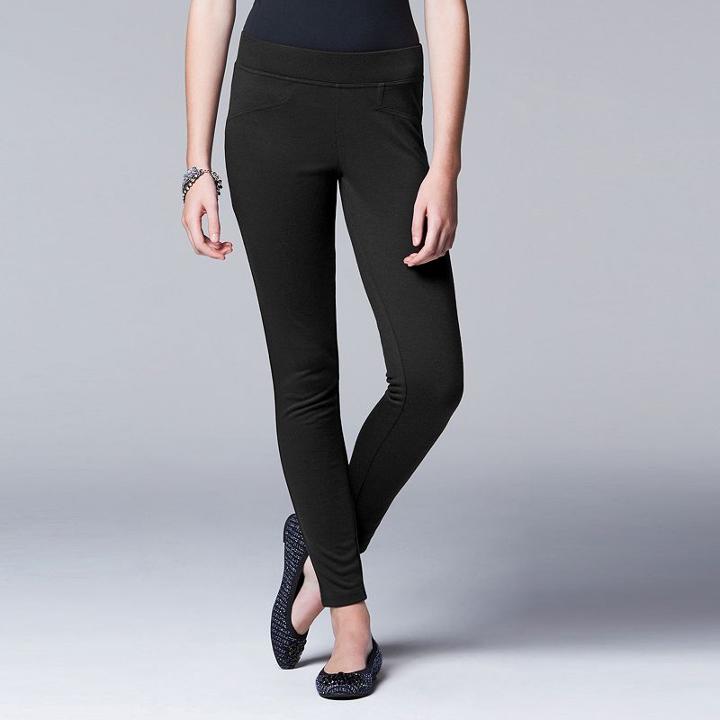 Simply Vera Vera Wang Solid Ponte Leggings, Women's, Size: Xl, Black