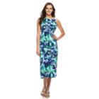 Women's Nina Leonard Watercolor Print Midi Dress, Size: Large, Blue