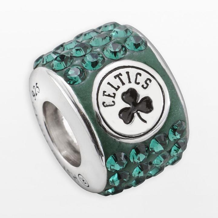 Logoart Boston Celtics Sterling Silver Crystal Logo Bead - Made With Swarovski Crystals, Women's, Green