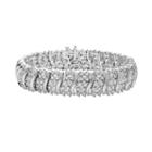 Sterling Silver 2-ct. T.w. Diamond Curved Link Bracelet, Women's, Size: 7.5, White