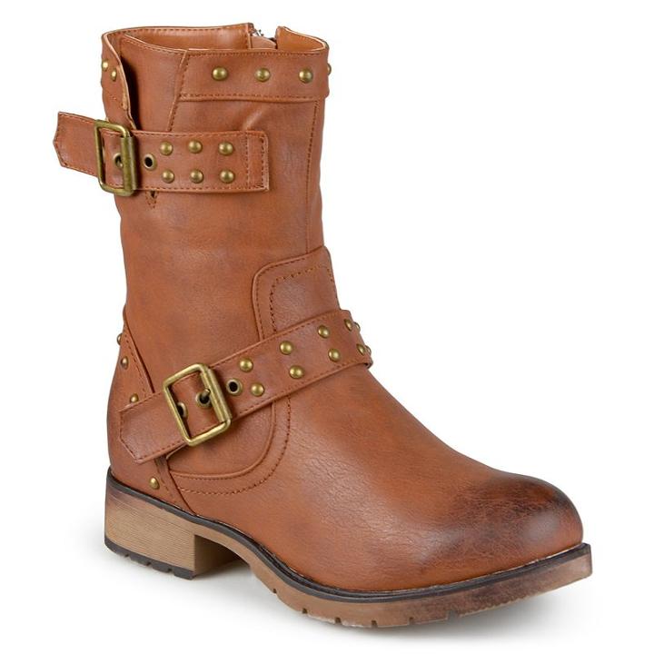 Journee Collection Aquata Women's Midcalf Moto Boots, Girl's, Size: 8, Brown