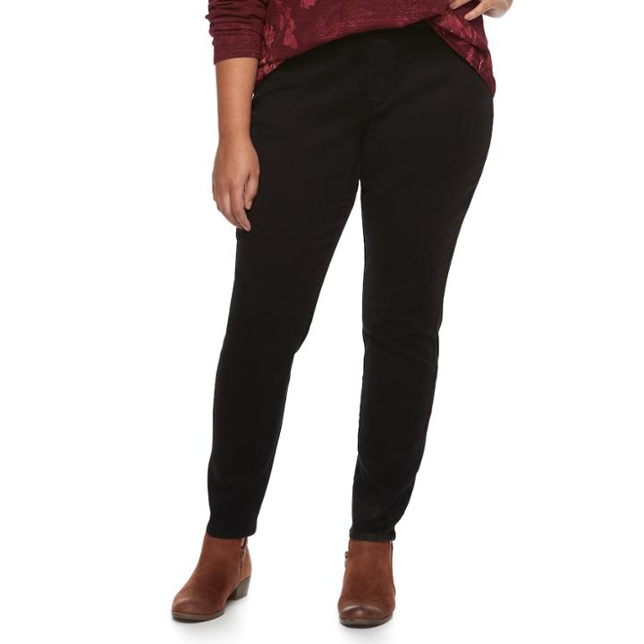 Plus Size Sonoma Goods For Life&trade; Pull-on Skinny Jeans, Women's, Size: 18 W, Black