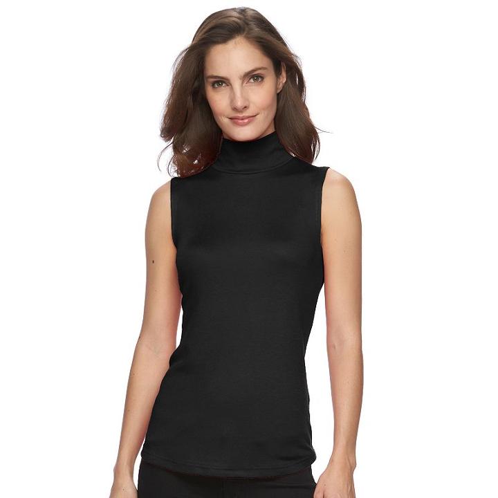 Women's Croft & Barrow&reg; Sleeveless Mockneck Top, Size: Large, Black