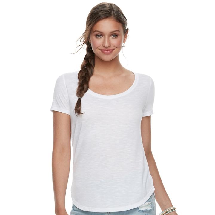 Juniors' Mudd&reg; Roadtrip Scoopneck Tee, Teens, Size: Small, White