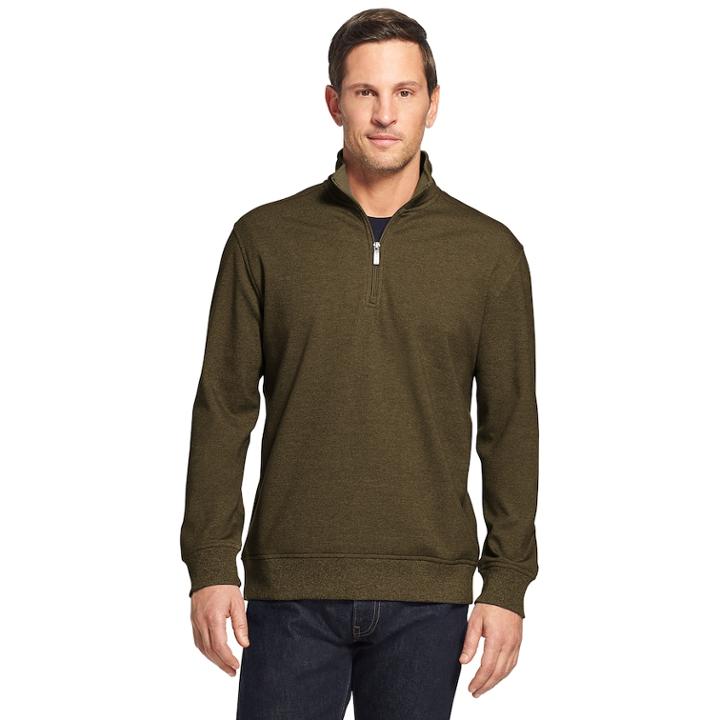 Men's Van Heusen Flex Fleece Quarter-zip Top, Size: Xxl, Med Brown