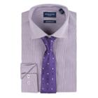 Men's Nick Dunn Modern-fit Patterned Easy-care Spread-collar Dress Shirt & Tie Set, Size: 2x-36/37, Purple