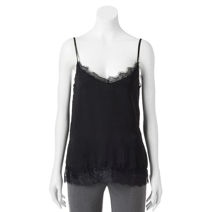 Juniors' Heartsoul Lace Trim Camisole, Girl's, Size: Large, Black