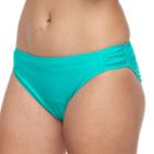 Women's Aqua Couture Solid Hipster Bikini Bottoms, Size: Small, Med Blue