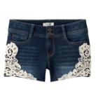 Girls 7-16 & Plus Size Mudd&reg; Crochet Trim Dark Wash Jean Shorts, Girl's, Size: 8, Blue