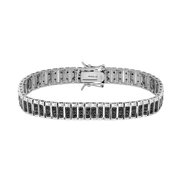 1 Carat T.w. Black Diamond Sterling Silver Bracelet, Women's, Size: 7.5