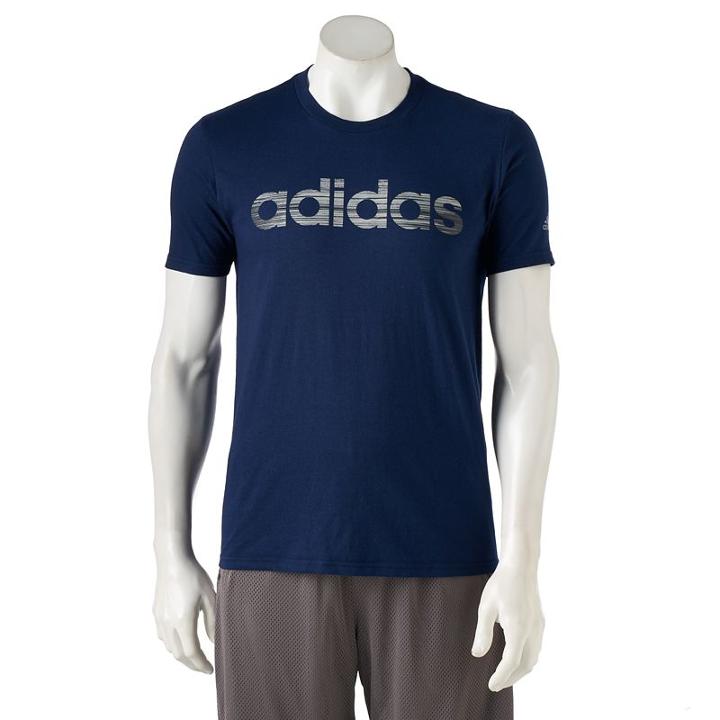 Men's Adidas Linear Graphic Tee, Size: Medium, Blue (navy)