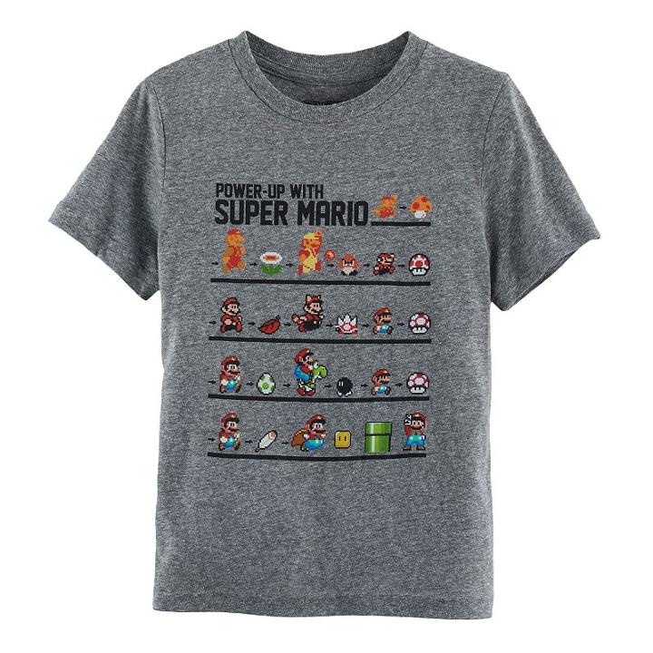 Boys 4-7 Super Mario Bros Power Up Graphic Tee, Size: 7, Grey