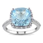 10k White Gold 1/10 Carat T.w. Diamond Sky Blue Topaz Cocktail Ring, Women's, Size: 6