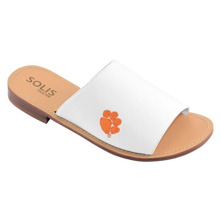 Women's Clemson Tigers Fashionable Slide Sandals, Size: 10, White