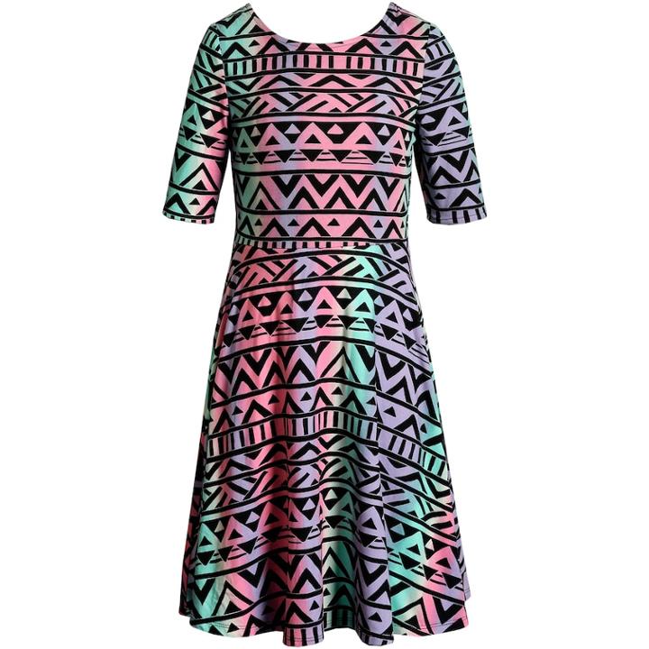 Girls 7-16 Emily West Bow Back Reversible Dress, Size: 7, Dark Blue