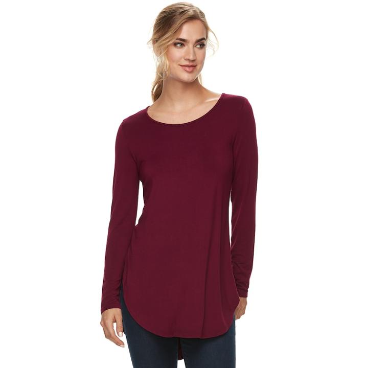 Women's Apt. 9&reg; Essential Tunic Tee, Size: Small, Dark Red