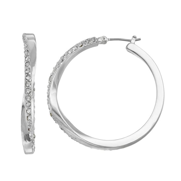 Dana Buchman Pave Twisted Hoop Earrings, Women's, Silver