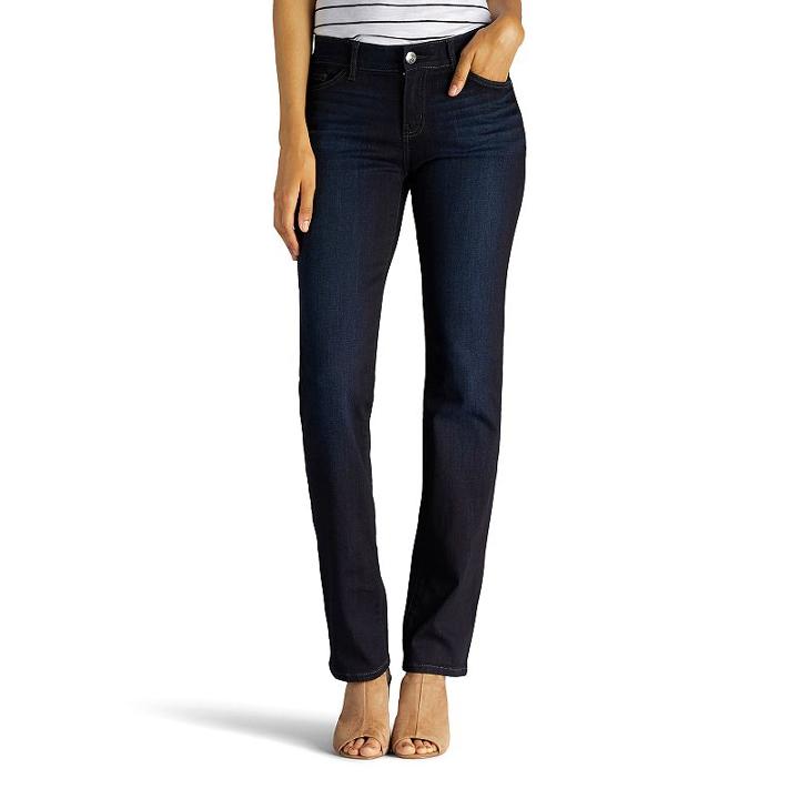Women's Lee Total Freedom Straight-leg Jeans, Size: 14 Avg/reg, Dark Blue