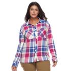 Plus Size Columbia Wildscape Flannel Plaid Roll-tab Shirt, Women's, Size: 1xl, Light Pink