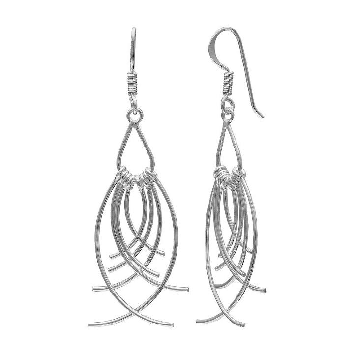 Primrose Sterling Silver Curved Wire Drop Earrings, Women's, Grey