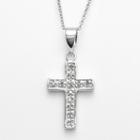 Sterling Silver 1/10-ct. T.w. Diamond Cross Pendant, Women's, Size: 18, White