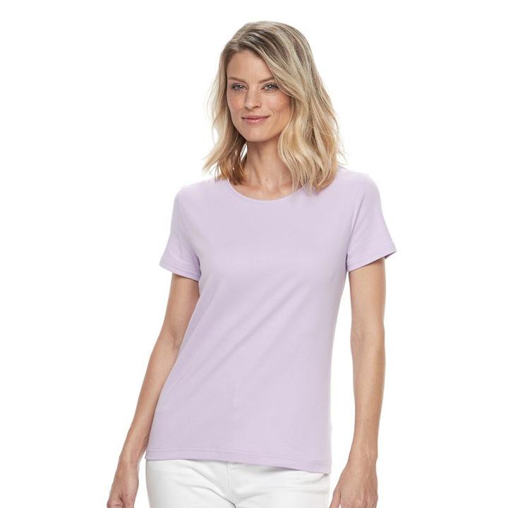 Petite Croft & Barrow&reg; Essential Crewneck Tee, Women's, Size: L Petite, Lt Purple