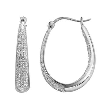 Sterling 'n' Ice Sterling Silver Crystal Hoop Earrings - Made With Swarovski Crystals, Women's, Grey