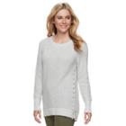 Petite Sonoma Goods For Life&trade; Lace-up Crewneck Sweater, Women's, Size: M Petite, Light Grey