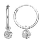 Charming Girl Sterling Silver Crystal Bead Hoop Earrings - Made With Swarovski Crystals - Kids, White