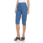 Women's Croft & Barrow&reg; Buttoned-hem Pull On Capris, Size: Small, Med Blue