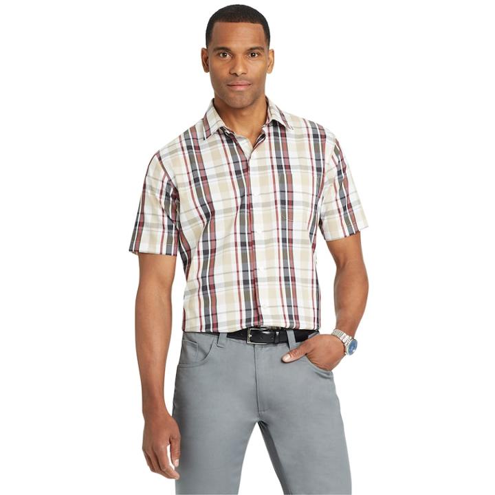 Men's Van Heusen Flex Non-iron Classic-fit Button-down Shirt, Size: Medium, Beige