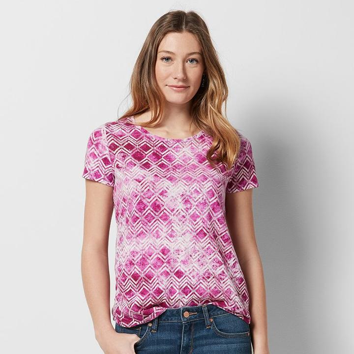 Women's Sonoma Goods For Life&trade; Essential Print Tee, Size: Xl, Dark Pink