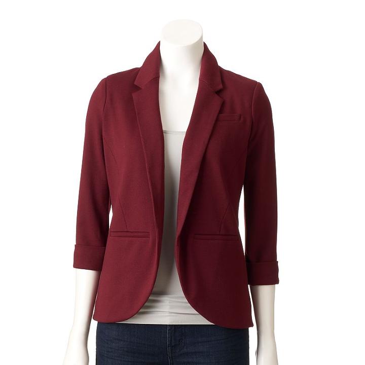 Women's Lc Lauren Conrad Ponte Open Front Blazer, Size: 6, Red