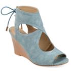 Journee Collection Women's Camia Wedge Sandals, Size: 10, Blue