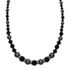Crystal Avenue Silver-plated Crystal And Simulated Pearl Necklace - Made With Swarovski Crystals, Women's, Size: 16, Black